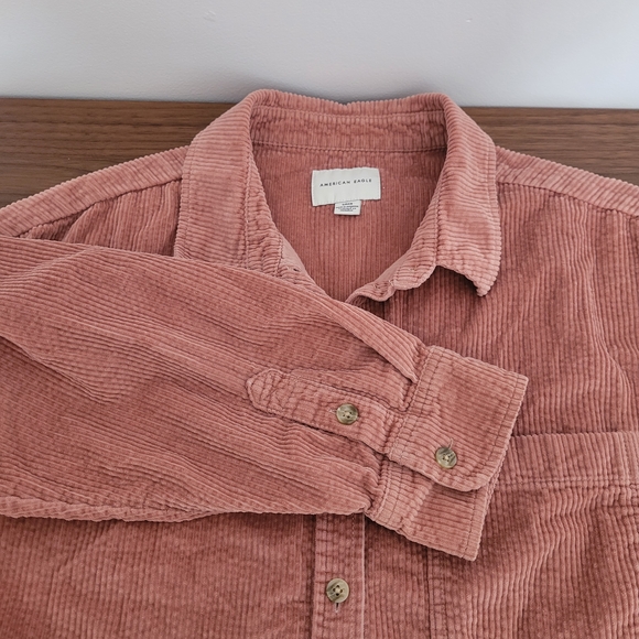 American Eagle Outfitters Corduroy Cropped Shirt Jacket Size S Salmon Dusty Pink - Picture 7 of 7